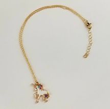 Unicorn Necklace Enamel Pendant Gold Chain White Pink Colorful Cute Love Jewelry image 3
