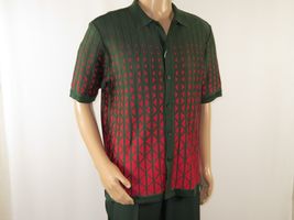 Men Silversilk 2pc walking leisure suit Italian woven knits 3115 Green Red image 4