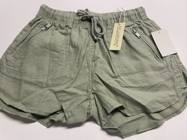 Blank NYC Women&#39;s Drawstring Shorts Linen Blend Moss Green Size 24 25 26 - £10.36 GBP