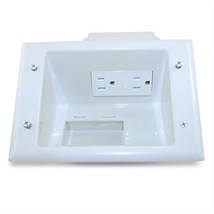 Wall Plate: Cable Pass-Thru Media Plate With Dual 110V Recessed White - £51.15 GBP