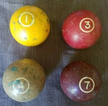 4 Vintage Pool Balls Circled Numbers 1, 3, 4, 7 See photos. - £12.90 GBP