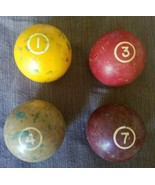 4 Vintage Pool Balls Circled Numbers 1, 3, 4, 7 See photos. - £12.86 GBP