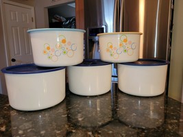Vintage Tupperware One Touch Canister Lot of 5 w/ Lids #2708A #2409A - £34.02 GBP