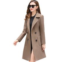 Women Winter Elegant Coat Notched Collar Double Breasted Wool Blend Over... - $54.00