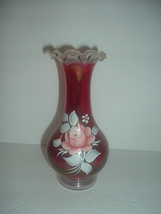 Westmoreland Glass Hand Painted Artist Signed Vase  - £18.10 GBP