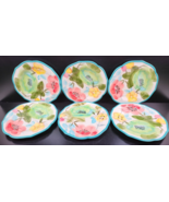 6 The Pioneer Woman Vintage Bloom Salad Plate Set Turquoise Floral Stone... - £55.19 GBP