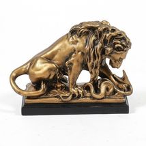 Lion Devouring Serpent Statue Sculpture 12" - $177.21