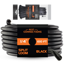 100 Ft 1/4&quot; Split Wire Loom Tubing With 4&quot; Nylon Cable Zip Ties 100 Pieces - £23.83 GBP