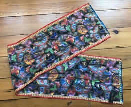 Vintage Laurel Burch Signed Silk Beaded Painted Colorful Butterflies Scarf 54&quot; - £40.59 GBP