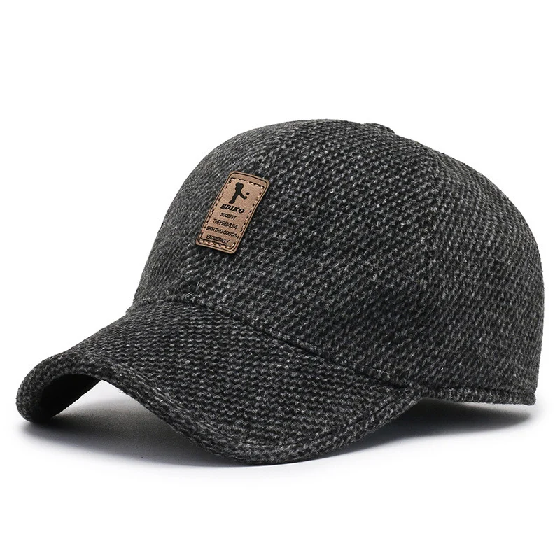 2023 New Winter Warm Dad Hat Men&#39;s Baseball Cap With Earflap Thicken Cotton Snap - £84.16 GBP