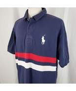 Polo Ralph Lauren Men&#39;s Polo Rugby Shirt XXL Big Pony Stripes Blue Short... - £22.34 GBP