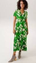 Aniston Short Sleeve Floral Wrap Dress in Green UK 16 (fm65-2) - £24.30 GBP