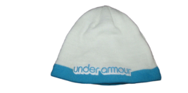 Girls Under Armour Youth one size winter knit beanie hat cap off white blue - £6.99 GBP