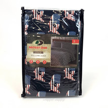 Mossy Oak 2 Pack Standard Pillowcases 20 x 30” Dark Blue USA Flag New - $14.99