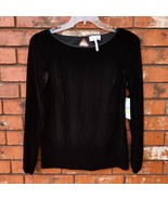 Laundry By Shelli Segal Black Velvet Long Sleeve Top With Keyhole Back D... - $950.34 MXN