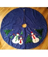 Cobalt Blue 52 inch Silver Metallic Christmas Tree Skirt by ITR  - £42.92 GBP