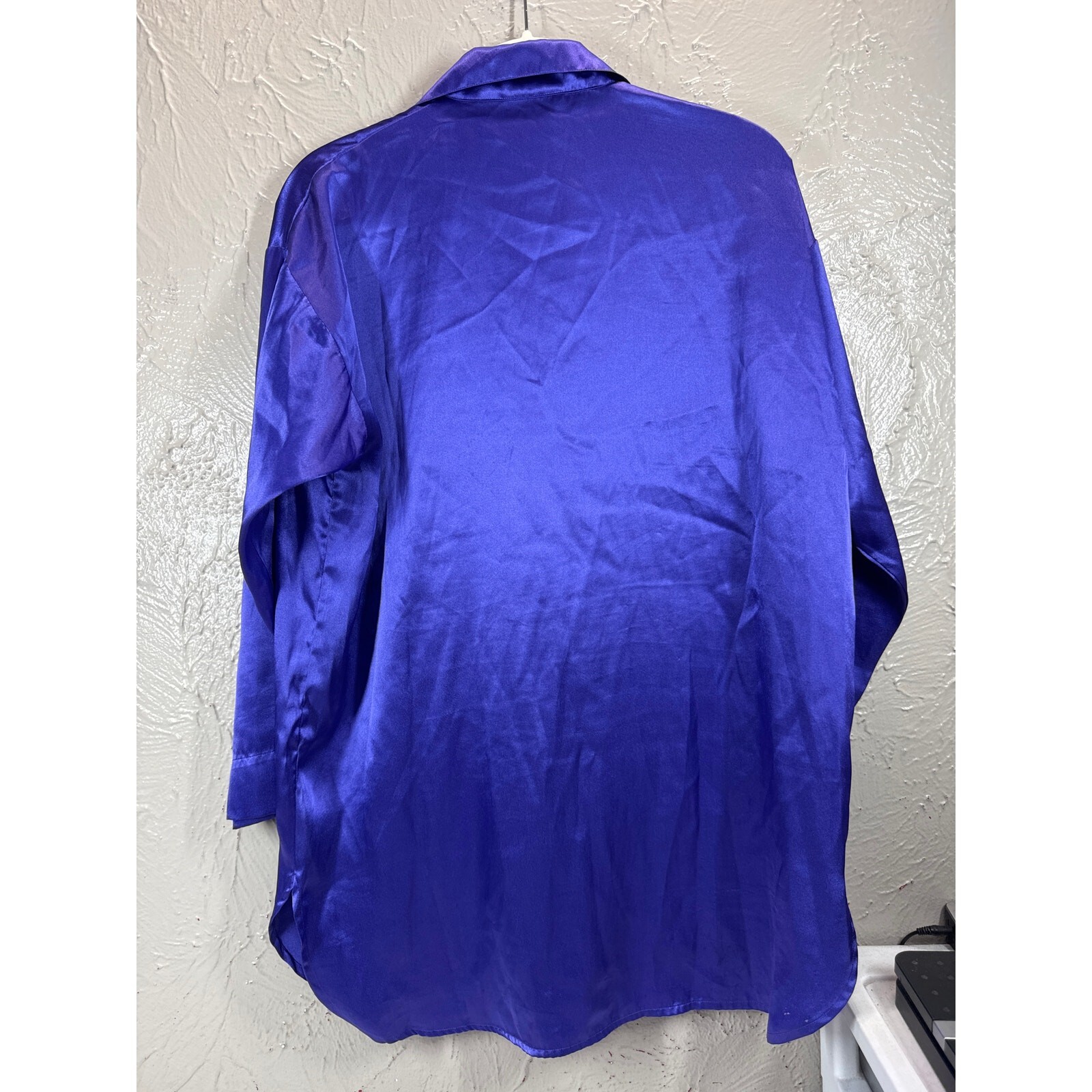 Victoria's Secret Satin Long Sleeve Sleep Shirt Gold Label Purple Vintage Small Item image 2