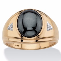 Grey Hematite Cabochon 18K Gold Over Sterling Silver Ring 8 9 10 11 12 13 - £196.64 GBP