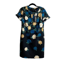 Karl Lagerfeld Paris Black Floral Short Sleeve Sheath Dress Bow Size 6 Zip NWT - £50.46 GBP