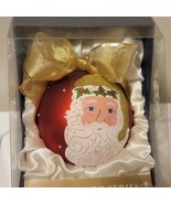 Vintage Jumbo Beaded Glass Glitter Santa Ornament Boxed 725519 - $31.97