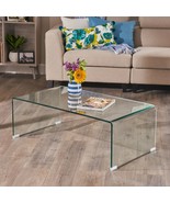 Modern Minimalistic Tempered Glass Coffee Table, Clear - £307.56 GBP