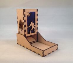 Werewolf Dice Tower &amp; Tray Dark Blue Acrylic Window COMPACT DESIGN Laser... - $29.69