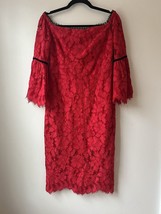 Alexis Odette Dress Red Lace Off the Shoulder Bell Sleeve Sheath Medium - £55.32 GBP