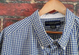 US Polo Assn Mens Short Sleeve Shirt 4XL Blue Gingham Plaid / Light Yell... - £12.37 GBP