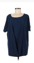 Womens Soft Surroundings navy Blue Dolman Sleeve Pleated Front Shirt Siz... - $32.25