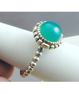 Sterling &amp; 14k Green Chalcedony Cabochon Ring 7.25&quot; STUNNING ATR - $2,851.02 MXN