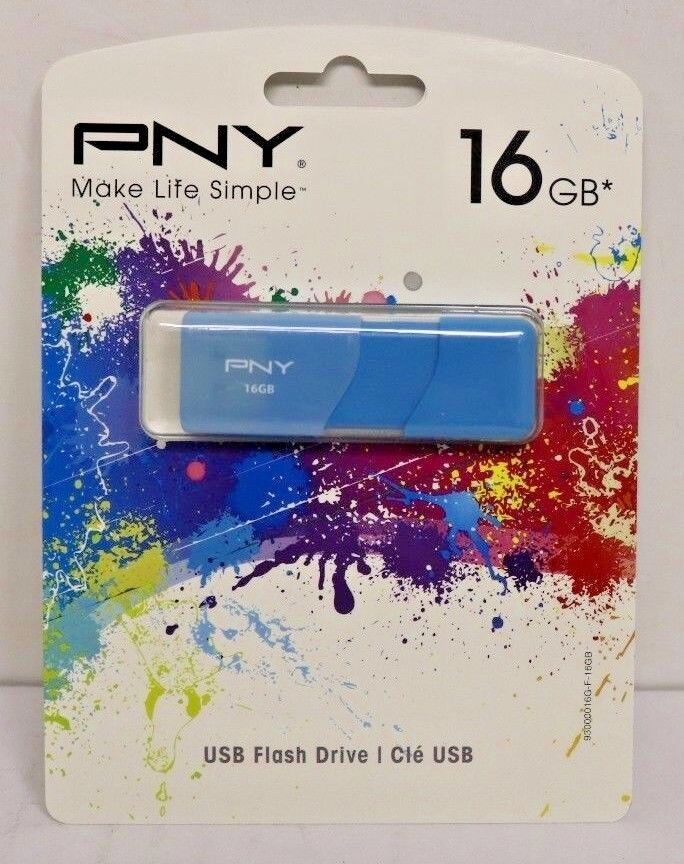 NEW - PNY - Attaché 3 16GB USB 2.0 Flash Drive - Blue - $7.84