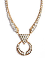 Sandy Hyun Twinkling Crystal Necklace $128 Brass Glass Pendant 17&quot; Made ... - £42.07 GBP
