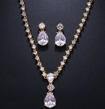 Emmaya Fashion Simple Cubic Zirconia Crystal Women Earrings Necklace Set For Bri - £26.76 GBP