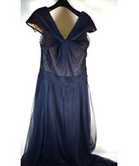 Tadashi Shoji Womens Dress Gown Mesh Overlay Navy 10 NWT - $175.22 CAD