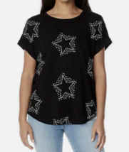 Buffalo Ladies&#39; Size Small French Terry Short Sleeve Top, Black Million Stars  - £11.00 GBP