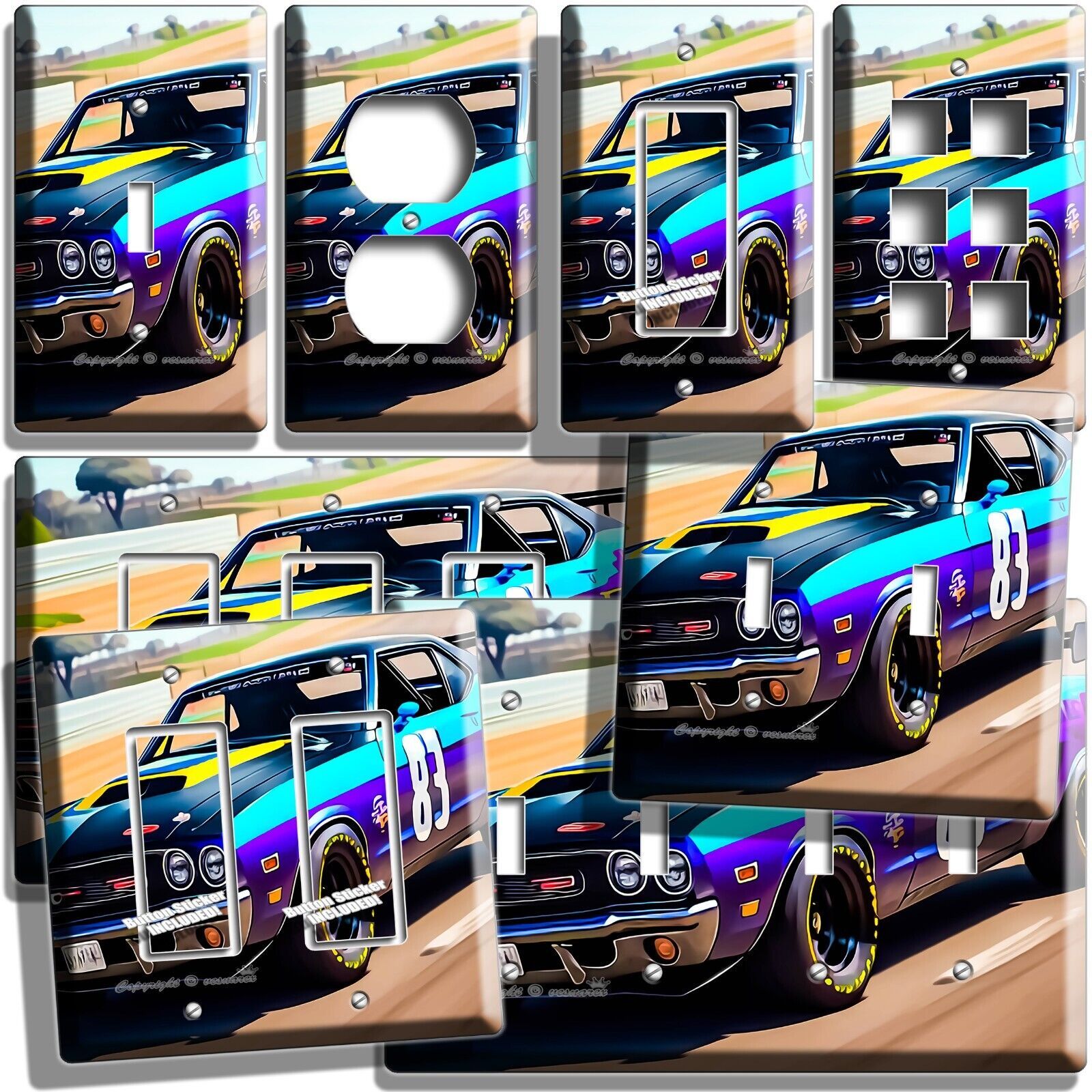 AMERICAN RACING MUSCLE CAR LIGHT SWITCH OUTLET WALL PLATES ROOM GARAGE A... - $9.09+