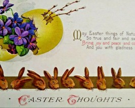 Antique Easter Thoughts Postcard 9 Brown Bunny Heads Stecher Series 600 NY 1923 - £12.33 GBP