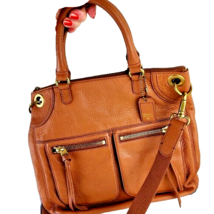 Fossil Karli Large Leather Camel Satchel Handbag Purse - £34.21 GBP