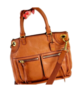 Fossil Karli Large Leather Camel Satchel Handbag Purse - $45.53