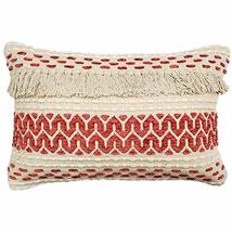 Ojai Red Cotton Bohemian Throw Pillow 16x24 Rectangular Complete with Pi... - $54.95