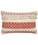 Ojai Red Cotton Bohemian Throw Pillow 16x24 Rectangular Complete with Pi... - $54.95