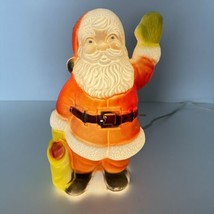 Poloron Santa Blow Mold Waving Yellow Gloves 13&quot; Christmas Light Up No Bulb Vtg - £27.68 GBP
