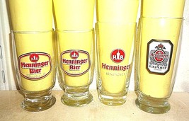 4 Henninger +2002 Frankfurt Henninger Bier &amp; Export German Beer Glasses - £15.69 GBP