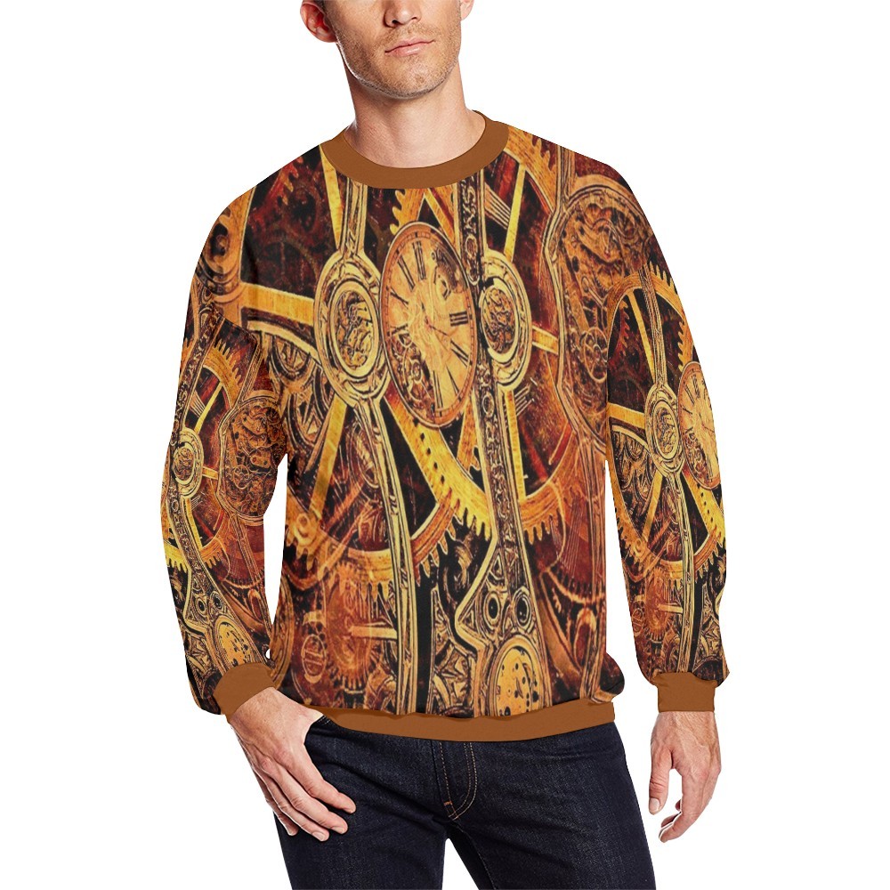 Steampunk Metal Gears Men's All Over Print Fuzzy Sweatshirt