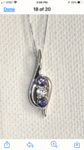 Diamond and Sapphire pendant set in 14 kt white gold on a 14kt chain. - £298.19 GBP