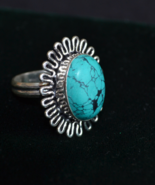 Turquoise ring, sterling silver ring, silver turquoise, size 7.5, R232 - £35.96 GBP