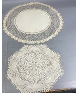 Set Of 2 Elegant Antique Handmade Needle Lace Doilies - €12,70 EUR