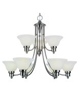 Bel Air Lighting Stewart 9-Light Brushed Nickel Chandelier with Marbleiz... - $94.04