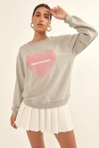 Vintage-style Heart Graphic Print French Terry Knit Sweatshirt - $35.55