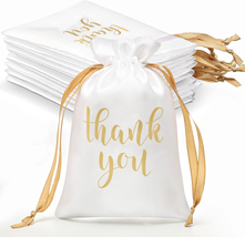 Sieral 50 Pcs Thank You Satin Gift Bags with Drawstring Jewelry Candy Gifts Bags - £19.14 GBP